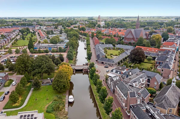 stock image Aerial from the city Franeker in Friesland the Netherlands