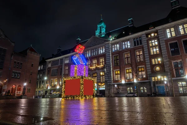 City Scenic Amsterdam Netherlands Night Christmas Time — Stockfoto