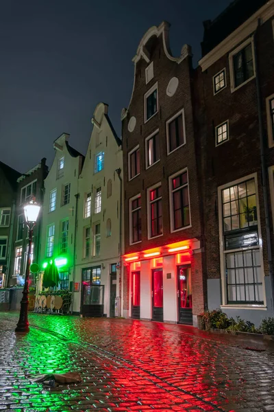 Barrio Rojo Amsterdam Los Países Bajos Por Noche — Foto de Stock