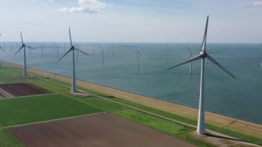 Aerial from wind turbines at the IJsselmeer in the Netherlands