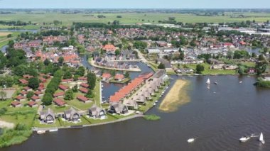 Aerial from the city Heeg at the Heegermeer in Friesland the Netherlands