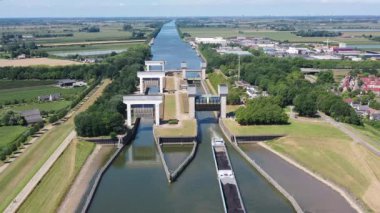 Aerial from the Princess Irene Lock at Wijk bij Duurstede in the Netherlands