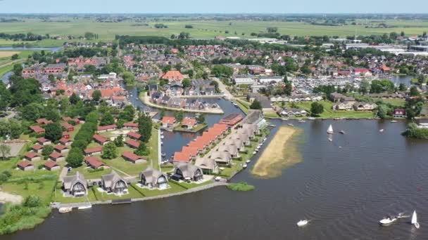 Воздух Города Heeg Heegermeer Фрисландии Нидерланды — стоковое видео