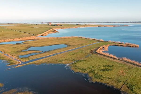 Luftaufnahme Aus Dem Wässrigen Friesland Den Niederlanden — Stockfoto