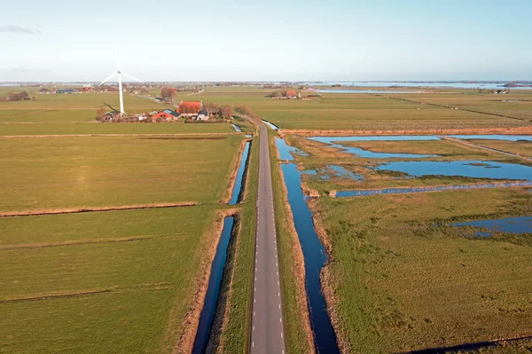 Flygfoto Från Ett Typiskt Holländskt Landskap Friesland Nederländerna — Stockfoto