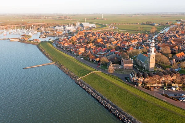 Flyg Från Den Historiska Staden Hindeloopen Vid Ijsselmeer Nederländerna — Stockfoto