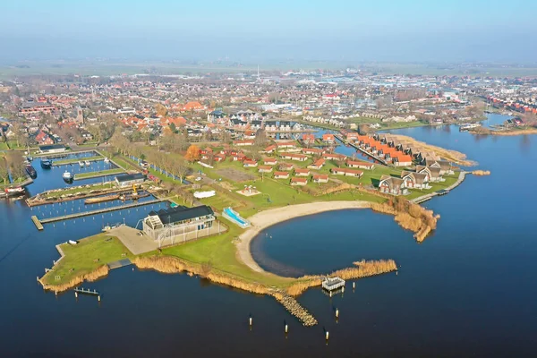 荷兰弗里斯兰历史名城Heeg的空中 — 图库照片