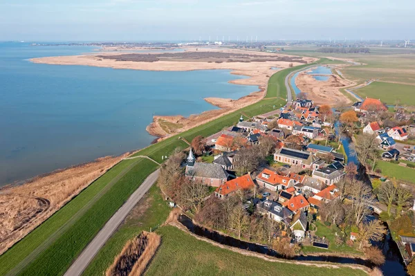 Aérien Village Historique Gaast Ijsselmeer Frise Aux Pays Bas — Photo