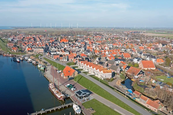 Aerial Historical Town Makkum Friesland Netherlands — Stock Photo, Image