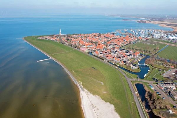 Aérien Ville Historique Hindeloopen Ijsselmeer Aux Pays Bas — Photo