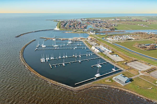 Hollanda Daki Stavoren Limanı Şehrinden Havadan — Stok fotoğraf