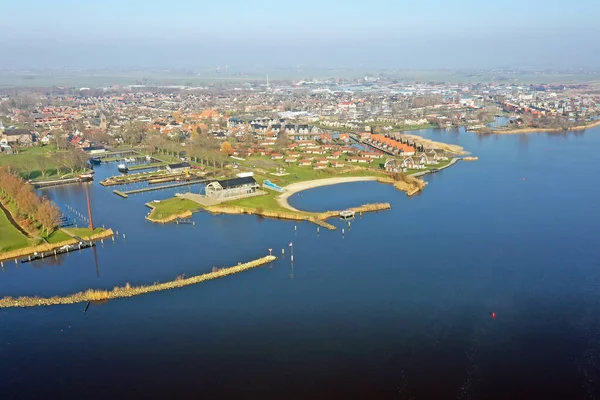 Aéreo Cidade Histórica Heeg Frísia Países Baixos — Fotografia de Stock