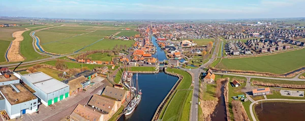 Luchtpanorama Vanuit Historische Stad Workum Friesland — Stockfoto