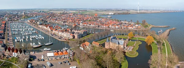 Letecké Panorama Tradičního Města Medemblik Nizozemsku — Stock fotografie