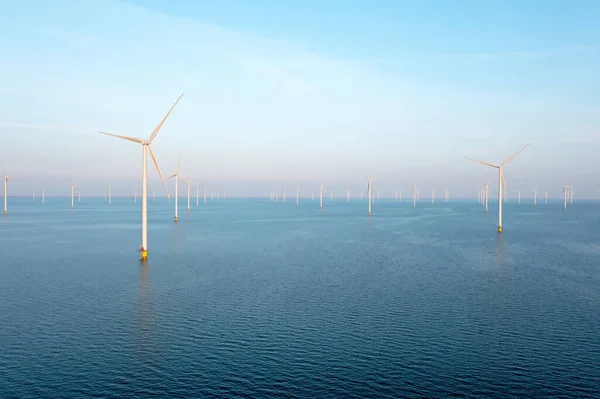 Widok Powietrza Turbin Wiatrowych Ijsselmeer Holandii — Zdjęcie stockowe