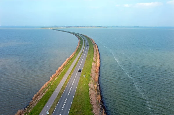 Luchtfoto Van Dijk Naar Marken Aan Het Ijsselmeer Nederland — Stockfoto