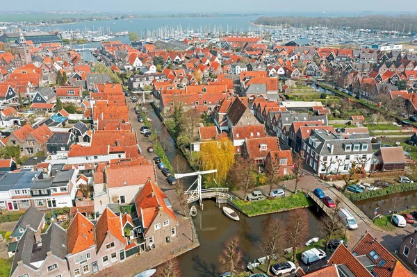 Hollanda Nın Tarihi Şehri Monnickendam Dan Havadan — Stok fotoğraf