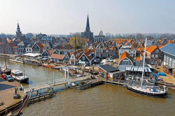 Flygfoto Från Den Traditionella Staden Monnickendam Nederländerna — Stockfoto