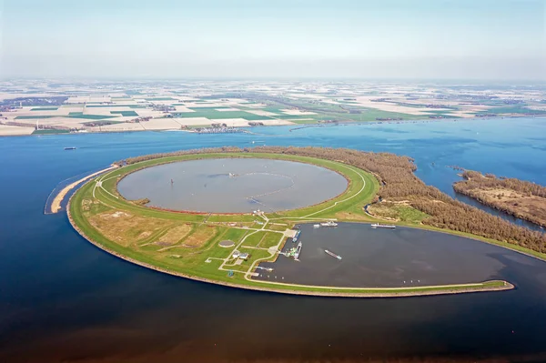 Aeronáutica Ijsseloog Que Uma Ilha Artificial Meio Ketelmeer Que Visa — Fotografia de Stock
