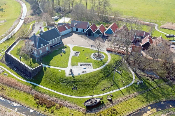 Luchtfoto Van Het Voormalige Eiland Schokland Nederland Het Voormalige Eiland — Stockfoto