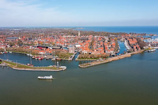 Aerial Cidade Histórica Enkhuizen Nos Países Baixos — Fotografia de Stock