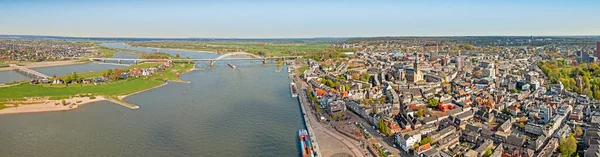 Panorama Aereo Dalla Storica Città Nijmegen Presso Fiume Waal Nei — Foto Stock