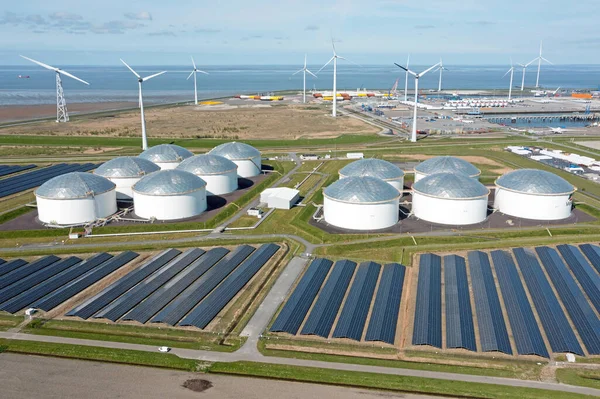 Hollanda Daki Eemshaven Delftzijl Endüstri Den Havadan — Stok fotoğraf