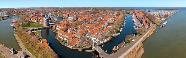 Letecké Panorama Historického Města Enkhuizen Nizozemsku — Stock fotografie