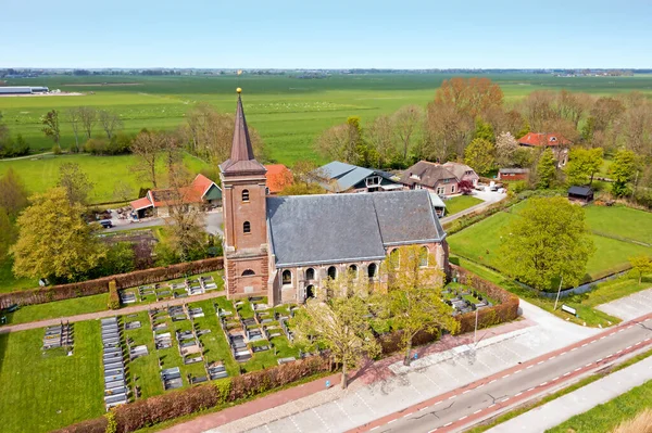 Flygfoto Från Den Historiska Kyrkan Mastenbroek Nederländerna — Stockfoto