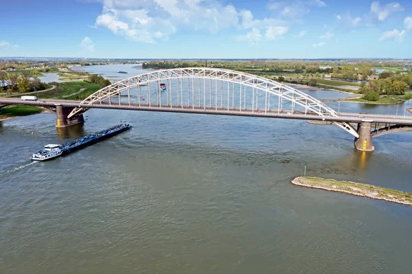 Aerial Waal Bridge Ricer Waal Nijmegen Netherlands — Stock Photo, Image