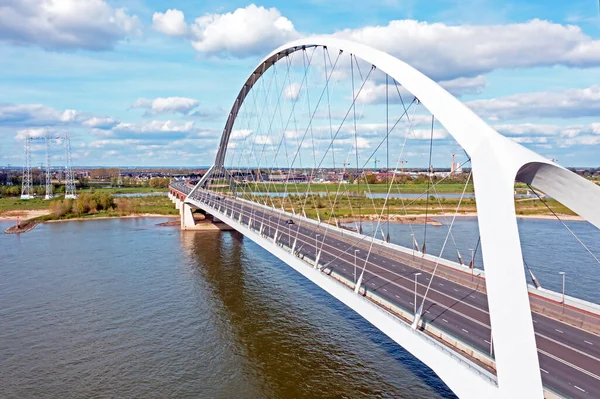 Aéreo Ponte Oversteek Rio Waal Perto Nijmegen Nos Países Baixos — Fotografia de Stock