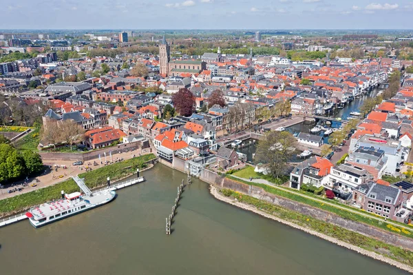 Aerial Cidade Histórica Gorinchem Rio Merwede Nos Países Baixos — Fotografia de Stock