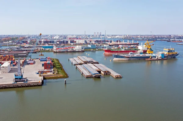 Εναέρια Από Βιομηχανία Στο Λιμάνι Του Ρότερνταμ Στις Κάτω Χώρες — Φωτογραφία Αρχείου