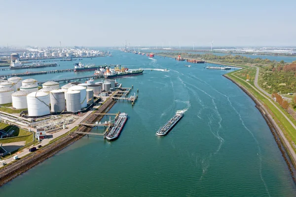 Воздушная Связь Промышленностью Гавани Роттердама Нидерландах — стоковое фото