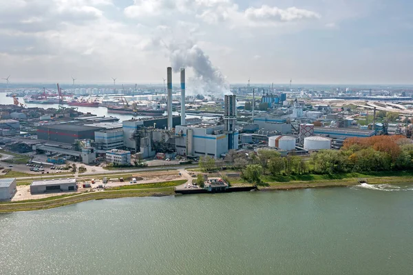 Antenne Aus Der Industrie Nieuwe Waterweg Rotterdam Die Niederlande — Stockfoto
