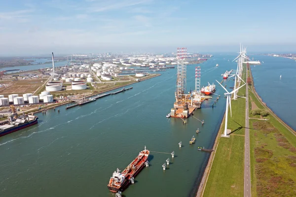 Воздушная Антенна Промышленности Nieuwe Waterweg Роттердаме Нидерланды — стоковое фото