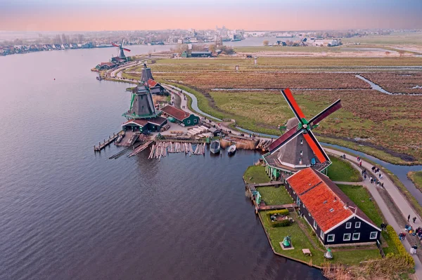 Воздухозаборники Исторических Ветряных Мельниц Заансе Шанс Нидерландах — стоковое фото