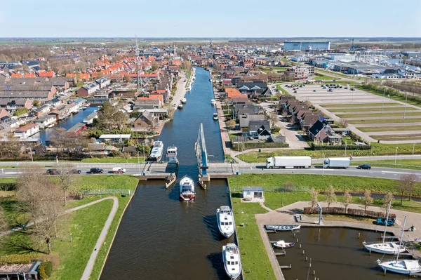 Luchtfoto Uit Stad Lemmer Friesland — Stockfoto