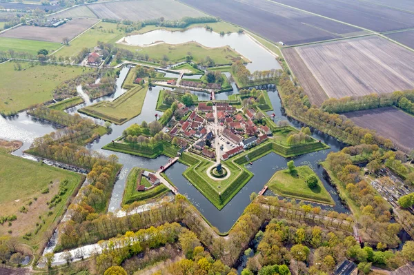 Hollanda Nın Ortaçağ Kenti Bourtange Dan Havadan Çekilen Görüntüler — Stok fotoğraf