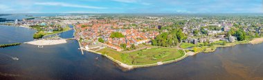 Aerial panorama from the city Harderwijk at the Veluwemeer in the Netherlands clipart