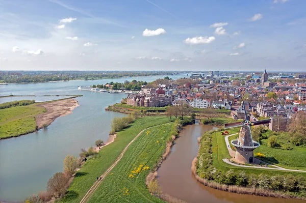 Вид Історичного Міста Горінхем Річці Мерведе Нідерланди — стокове фото