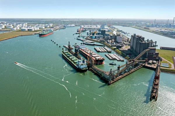 Aerial Industry Rotterdam Harbor Netherlands — Stock Photo, Image