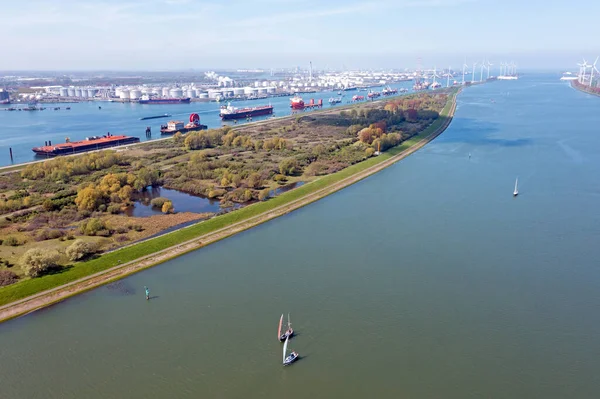 Aerea Dall Industria Nieuwe Waterweg Rotterdam Paesi Bassi — Foto Stock
