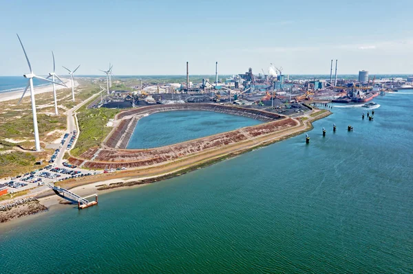Luchtfoto Van Zware Industrie Haven Van Ijmuiden Nederland — Stockfoto