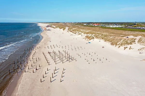 Drone View Pole Village Aty Beach Petten Netherlands — Stock Photo, Image