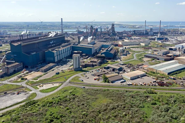 Luchtfoto Van Zware Industrie Haven Van Ijmuiden Nederland — Stockfoto