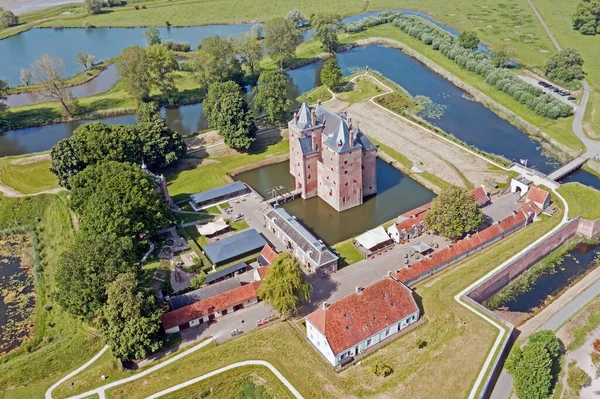 Luftaufnahme Von Der Burg Loevestein Bei Gorinchem Den Niederlanden — Stockfoto