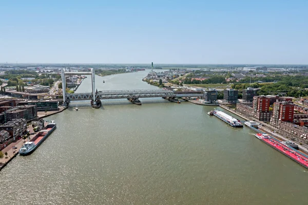 Hollanda Daki Oude Maas Dordrecht Yakınlarındaki Demiryolu Köprüsünden Havadan — Stok fotoğraf