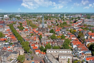 Hollanda, Zuid Hollanda 'daki Gouda şehrinden havadan.