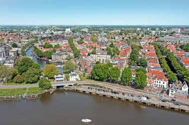 Hollanda, Zuid Hollanda 'daki Gouda şehrinden havadan.